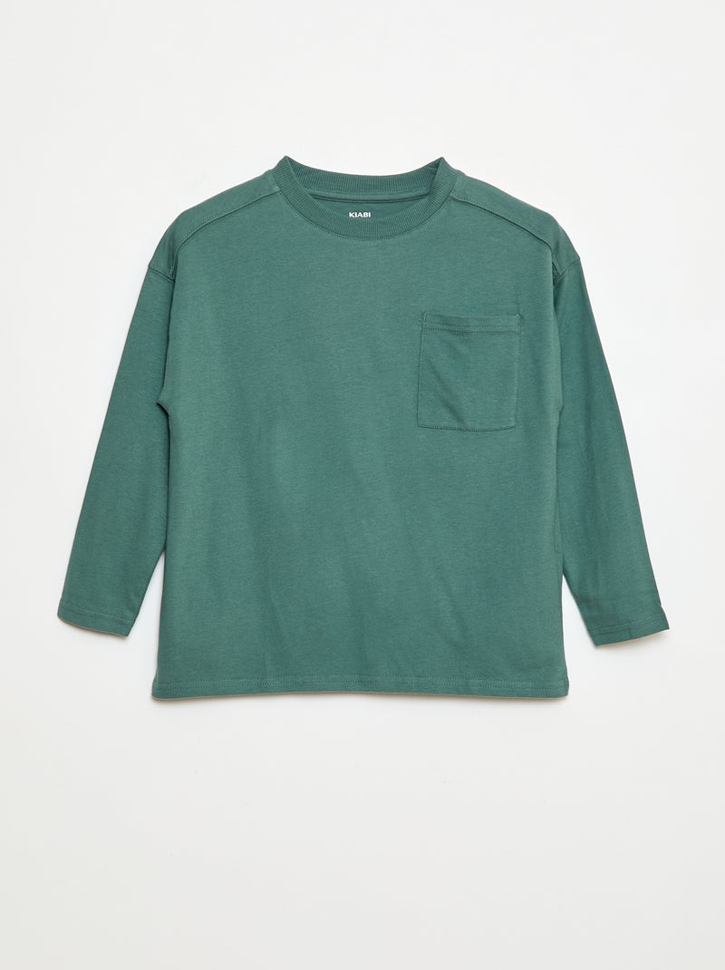 Effen loose-fit T-shirt Groen - Kiabi