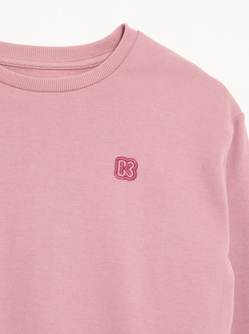 Effen meisjes sweater van ongeborsteld molton - Kiabi Rose - Kiabi