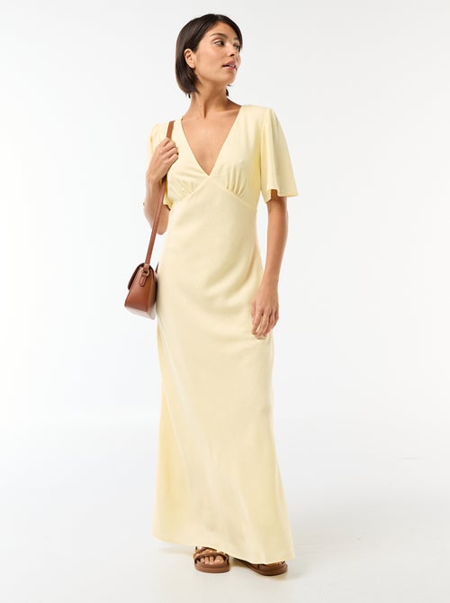 Effen midijurk met korte mouwen - Kiabi