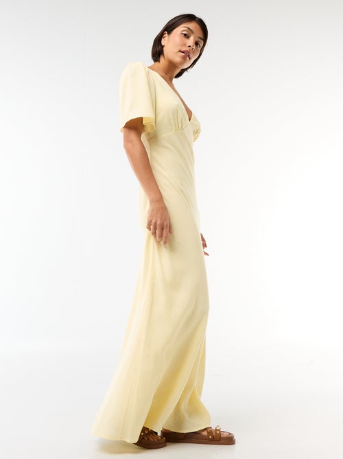 Effen midijurk met korte mouwen - Kiabi