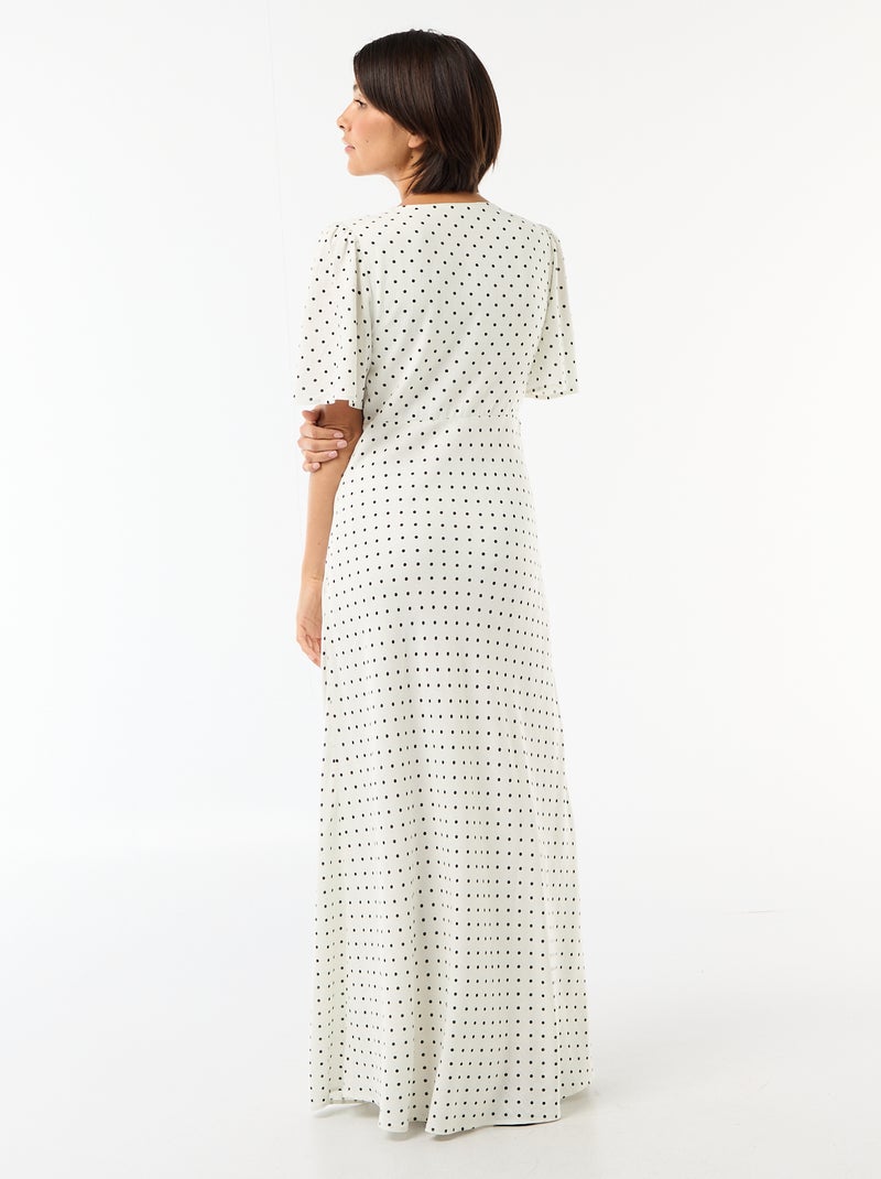 Effen midijurk met korte mouwen Wit - Kiabi