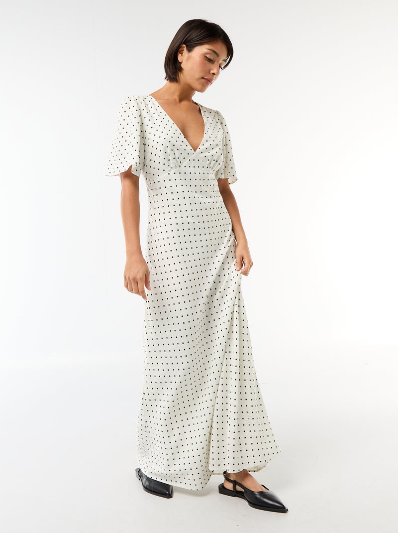 Effen midijurk met korte mouwen Wit - Kiabi