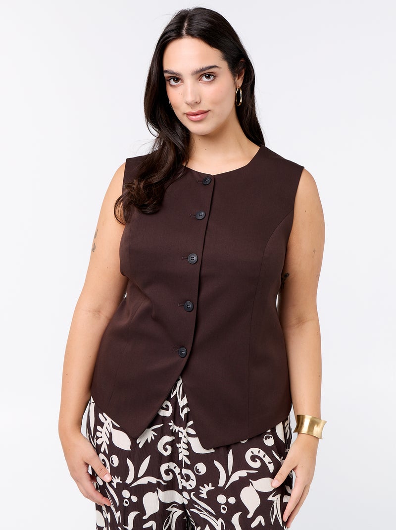 Effen mouwloze blazer Bruin - Kiabi