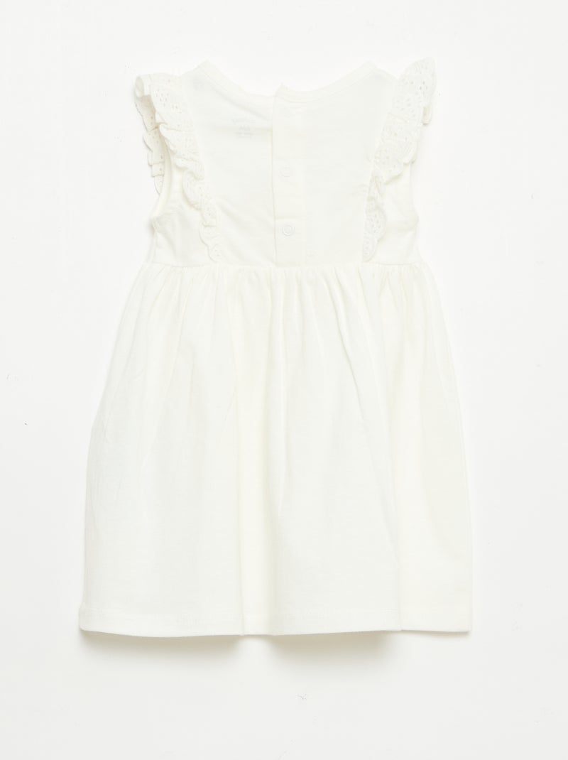 Effen mouwloze 'Disney'-jurk met volant op het borstpand Wit - Kiabi