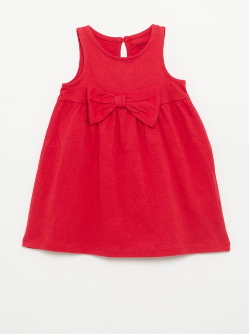 Effen mouwloze jurk met fantasie strik - Kiabi