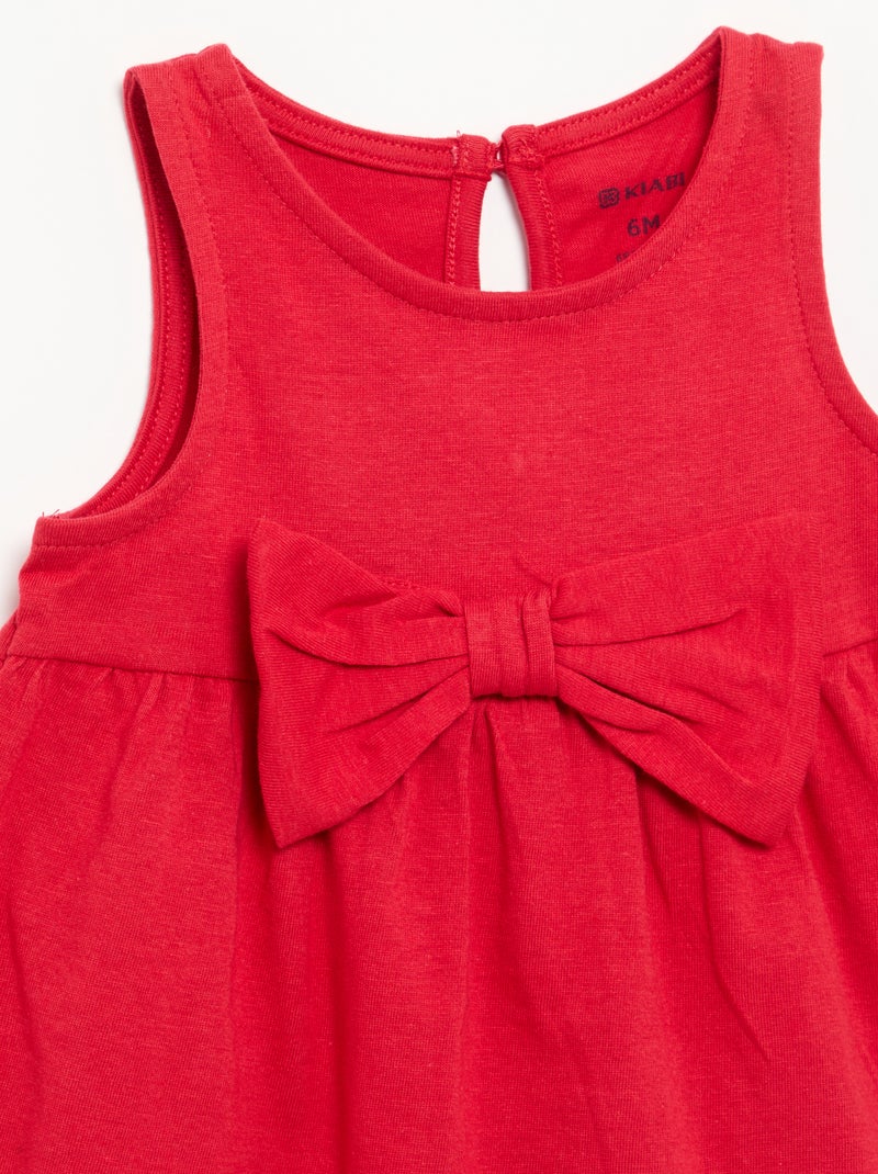 Effen mouwloze jurk met fantasie strik Rood - Kiabi