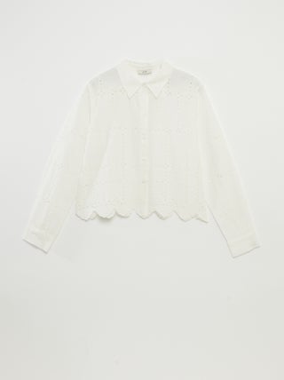 Effen overhemd met broderie anglaise 'JDY'