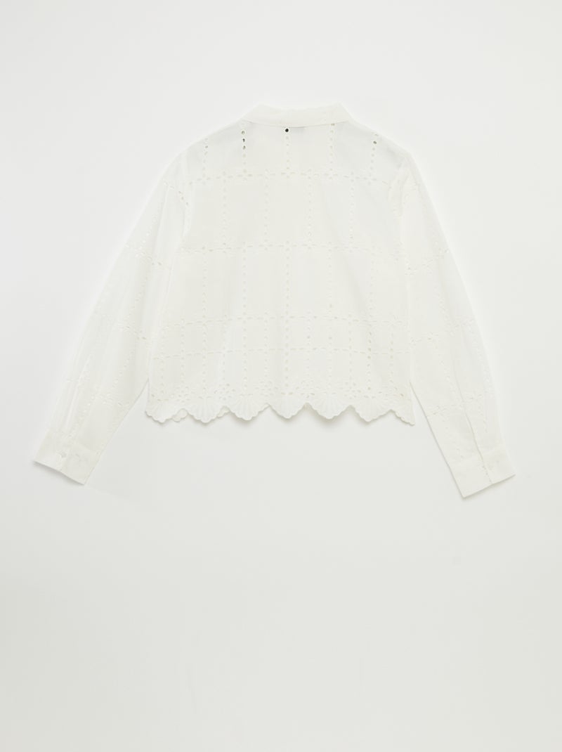 Effen overhemd met broderie anglaise 'JDY' WIT - Kiabi