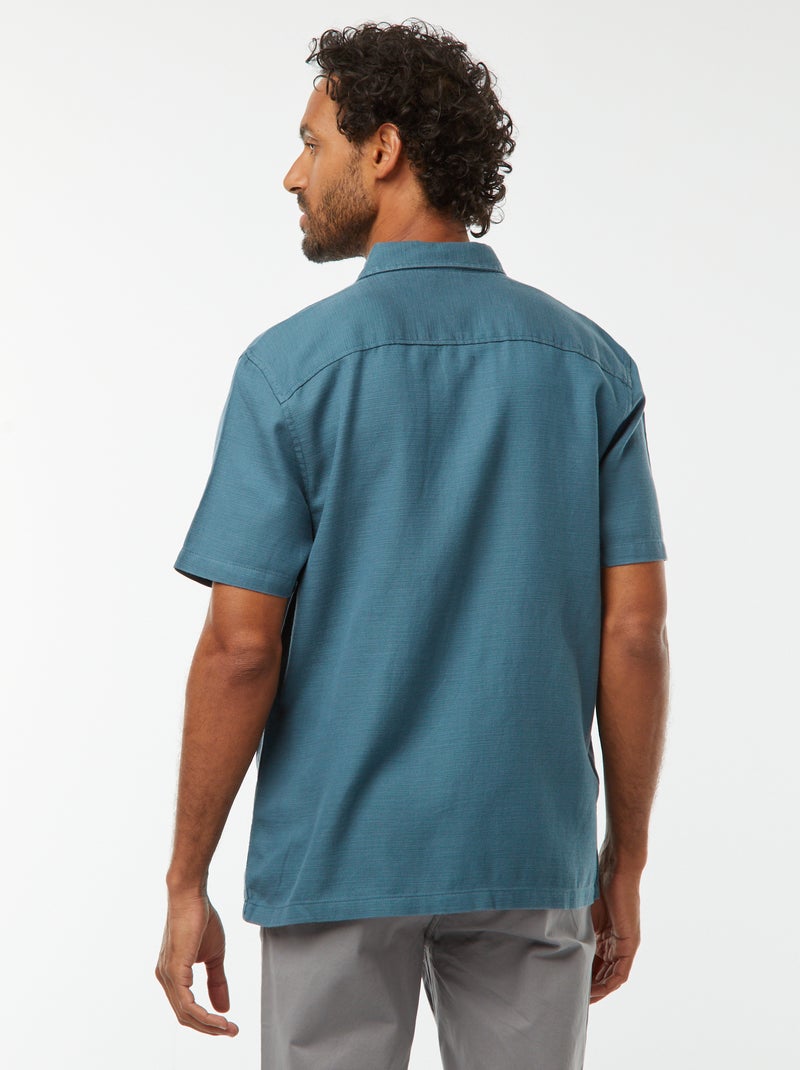 Effen overhemd met korte mouw Blauw - Kiabi