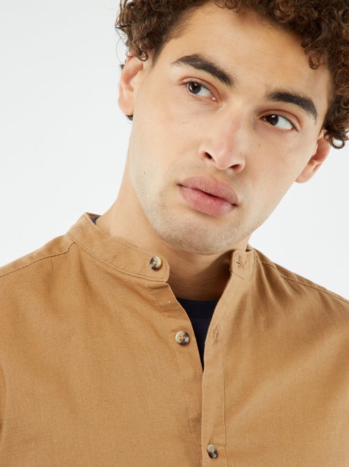 Effen overhemd met korte mouw en maokraag - Kiabi