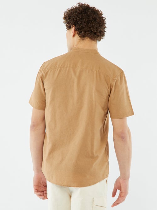 Effen overhemd met korte mouw en maokraag - Kiabi