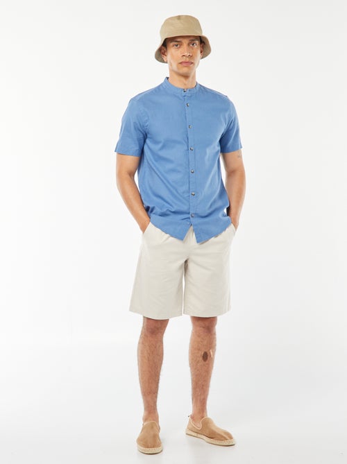 Effen overhemd met korte mouw en maokraag - Kiabi