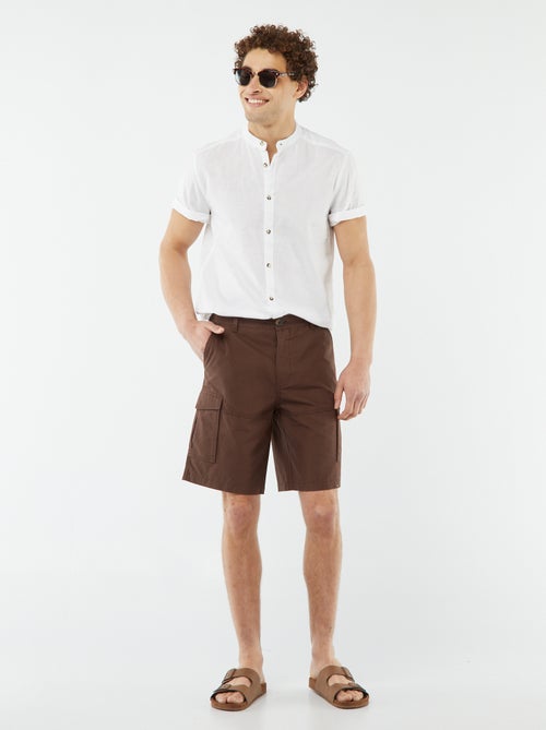 Effen overhemd met korte mouw en maokraag - Kiabi