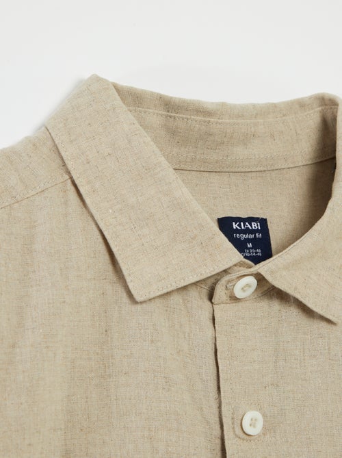 Effen overhemd met korte mouw van linnenmix So Easy - Kiabi