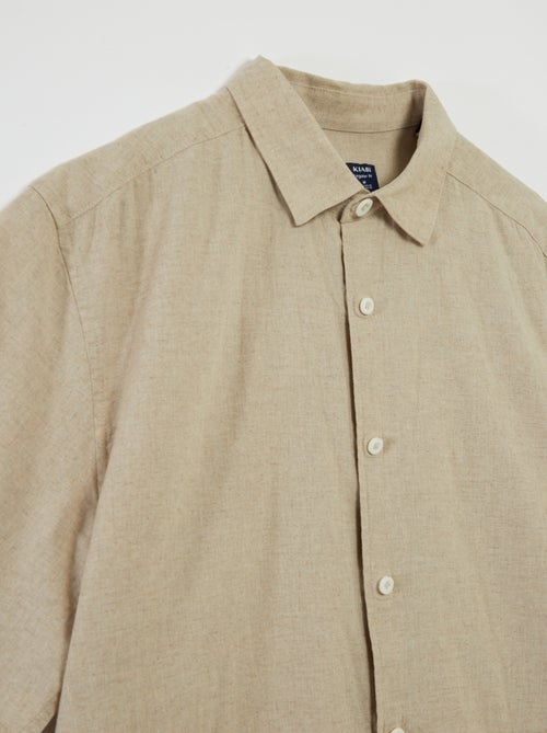 Effen overhemd met korte mouw van linnenmix So Easy - Kiabi