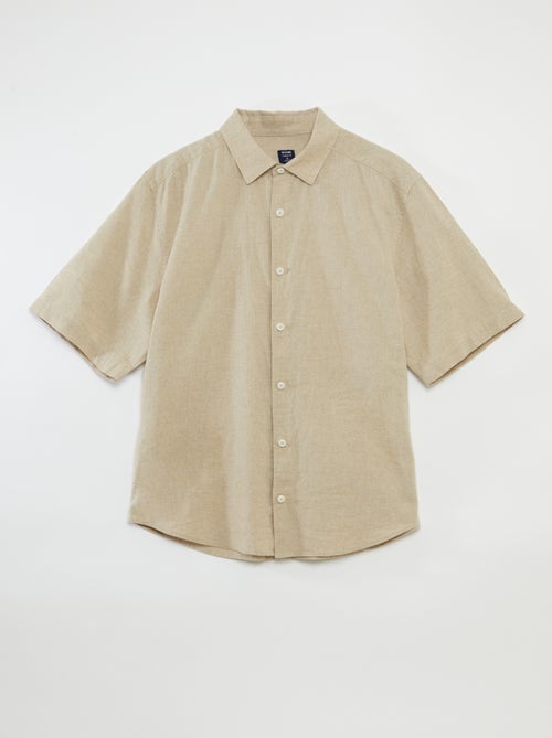Effen overhemd met korte mouwen van linnenmix - collectie makkelijk aan te trekken - Kiabi