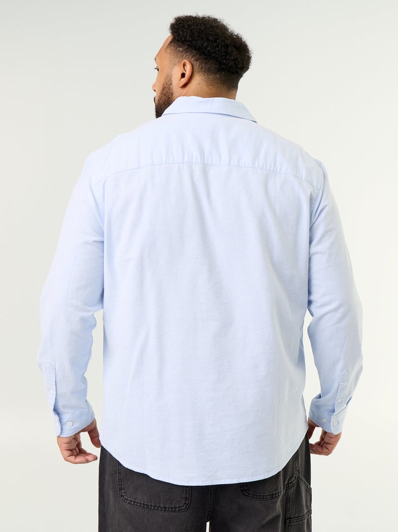 Effen overhemd met lange mouwen Blauw - Kiabi
