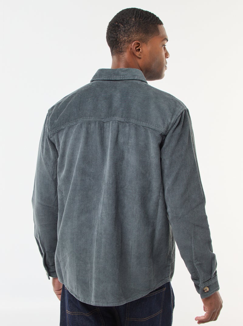 Effen overhemd van fluwelen katoen Kaki - Kiabi