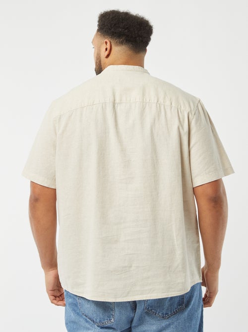 Effen overhemd van linnenmix met korte mouw - Kiabi