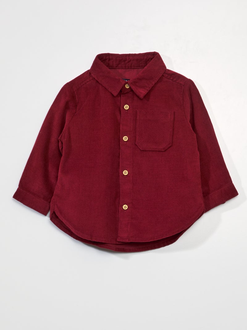 Effen overhemd van velours ROOD - Kiabi