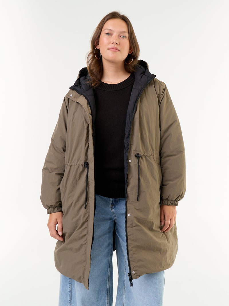 Effen parka met capuchon Groen - Kiabi
