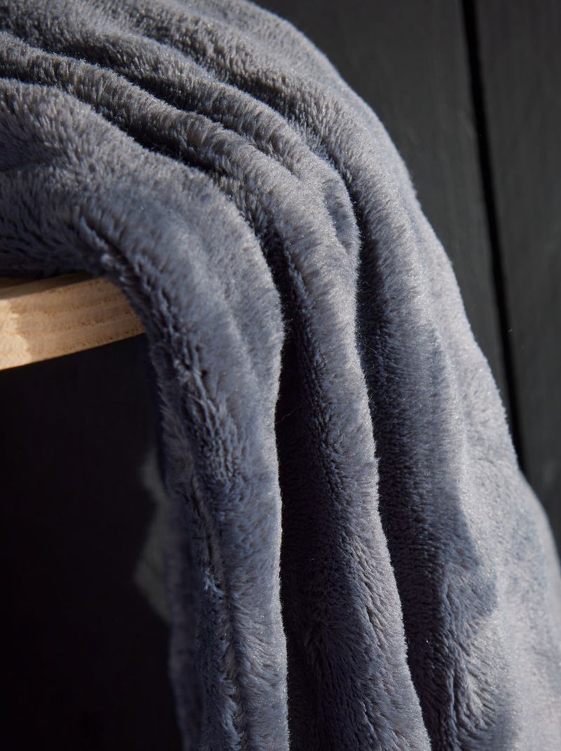 Effen plaid met wafeltextuur GRIJS - Kiabi