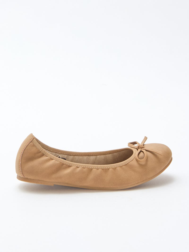 Effen platte ballerina's Bruin - Kiabi
