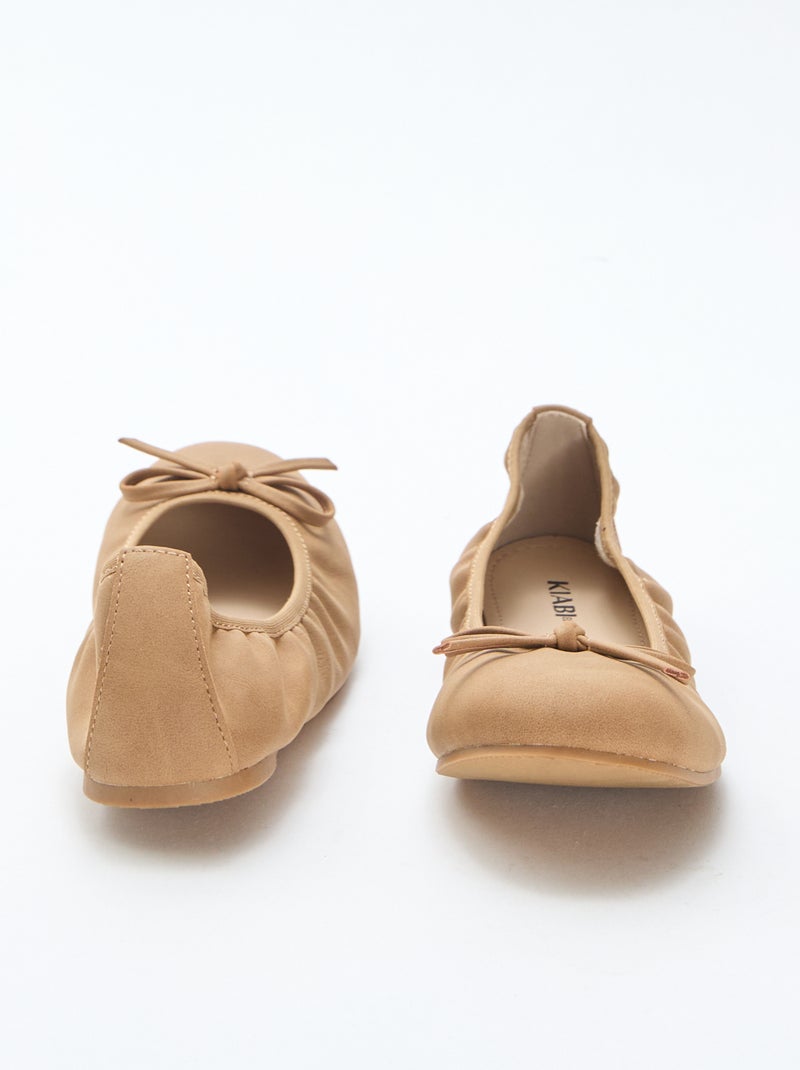 Effen platte ballerina's Bruin - Kiabi