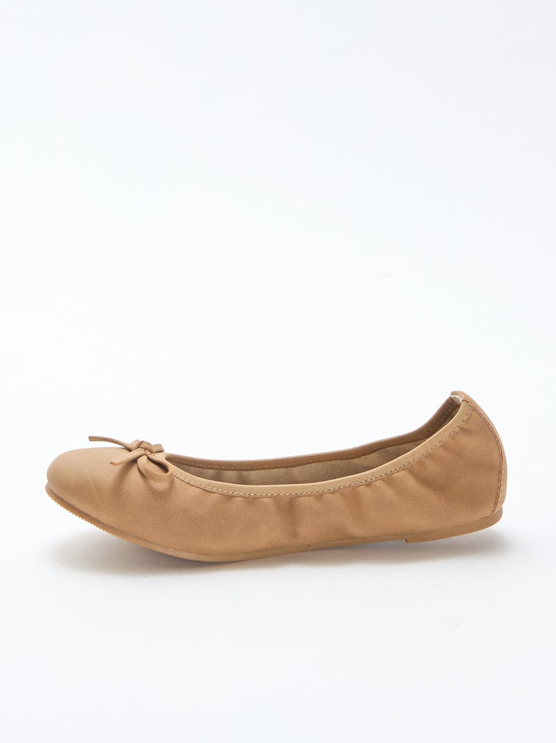 Effen platte ballerina's Bruin - Kiabi