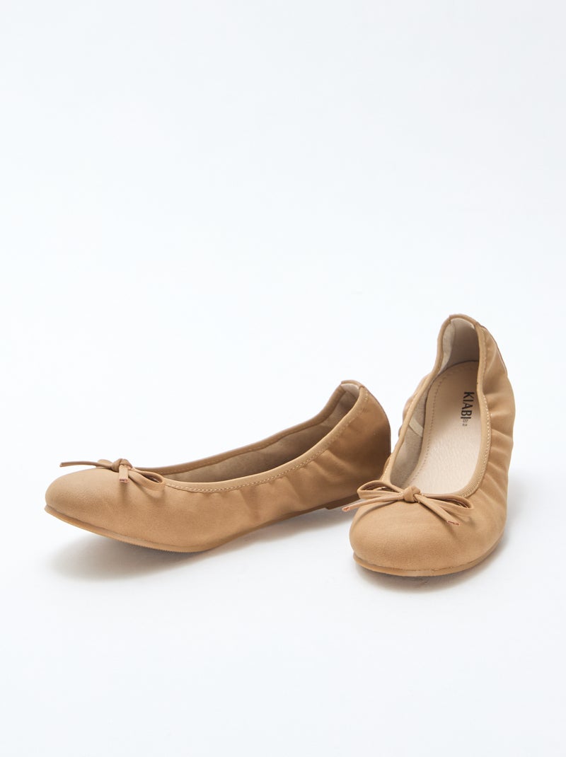 Effen platte ballerina's Bruin - Kiabi
