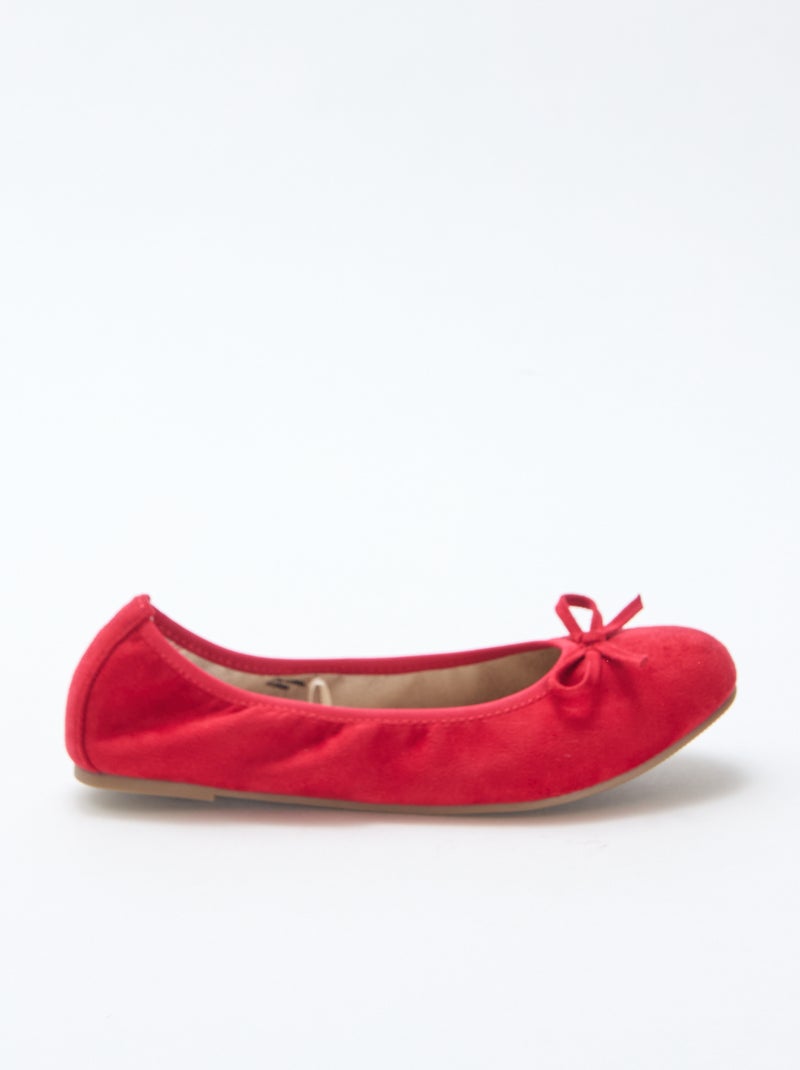 Effen platte ballerina's Rood - Kiabi