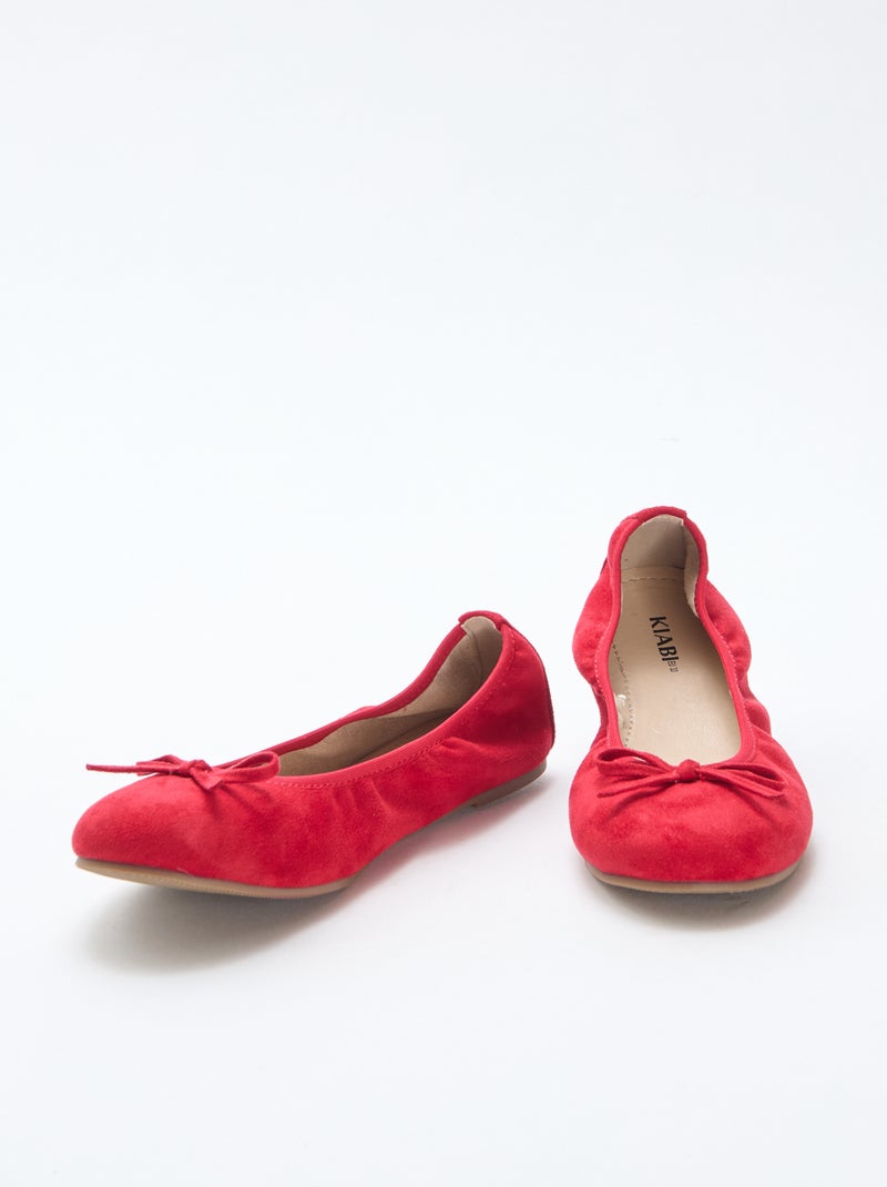 Effen platte ballerina's Rood - Kiabi