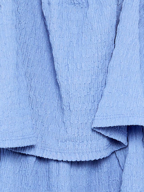 Effen playsuit met bandjes van gewafelde stof - Kiabi