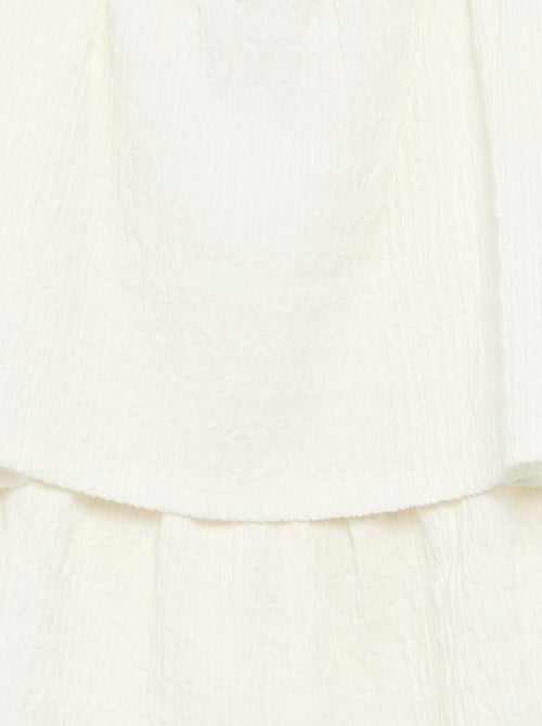 Effen playsuit met bandjes van gewafelde stof - Kiabi