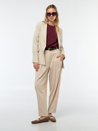 Effen pofbroek met hoge taille