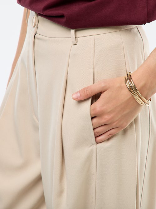 Effen pofbroek met hoge taille - Kiabi