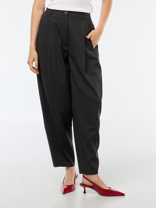 Effen pofbroek met hoge taille - Kiabi