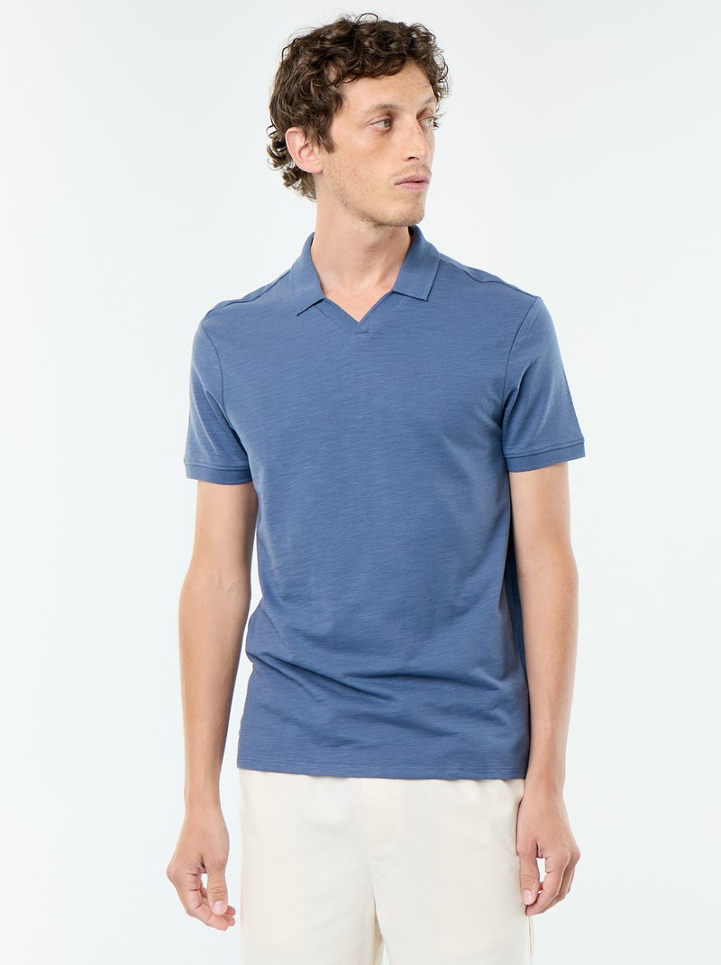 Effen polo met korte mouwen Blauw - Kiabi