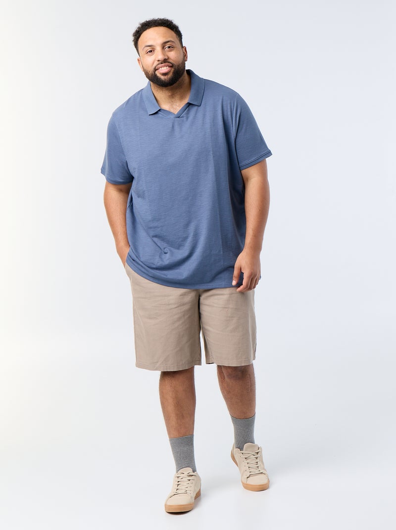Effen polo met korte mouwen Blauw - Kiabi