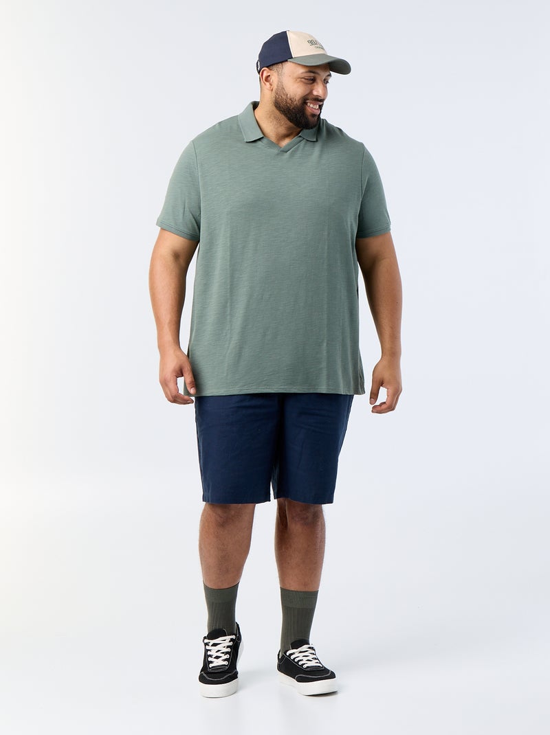 Effen polo met korte mouwen Groen - Kiabi