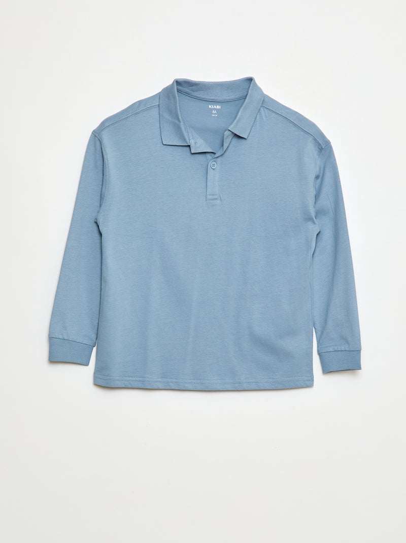 Effen polo met lange mouw Blauw - Kiabi