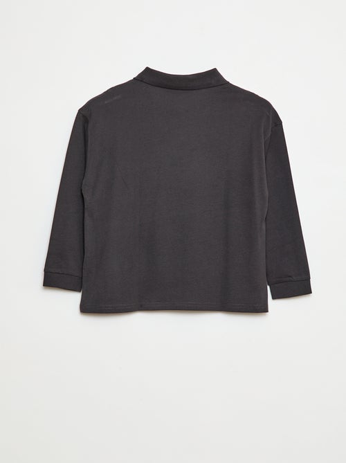 Effen polo met lange mouw - Kiabi