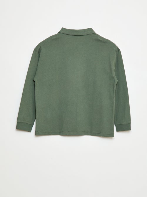 Effen polo met lange mouw - Kiabi