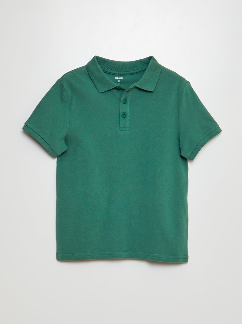 Effen polo van piquétricot groen - Kiabi