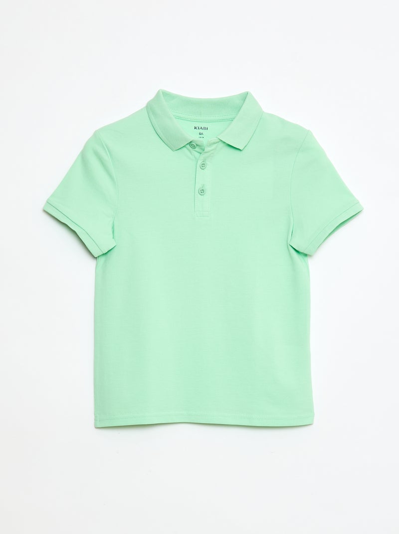 Effen polo van piquétricot Groen - Kiabi