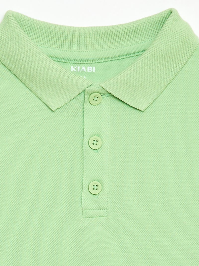 Effen polo van piquétricot Groen - Kiabi