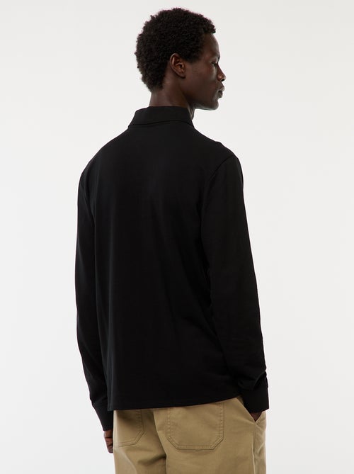 Effen polo van piquétricot met lange mouw - Kiabi