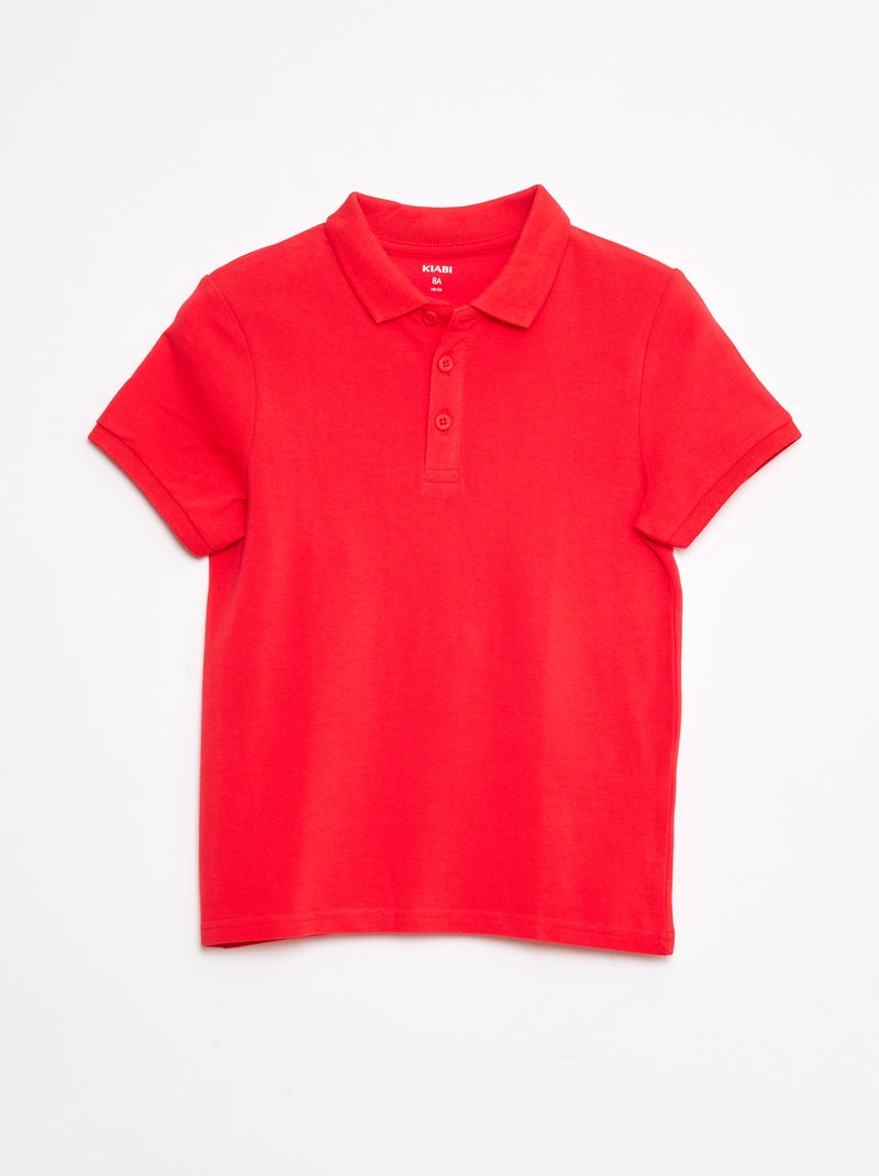 Effen polo van piquétricot Rood - Kiabi