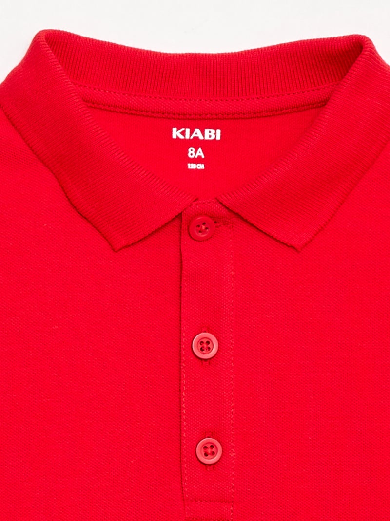 Effen polo van piquétricot Rood - Kiabi