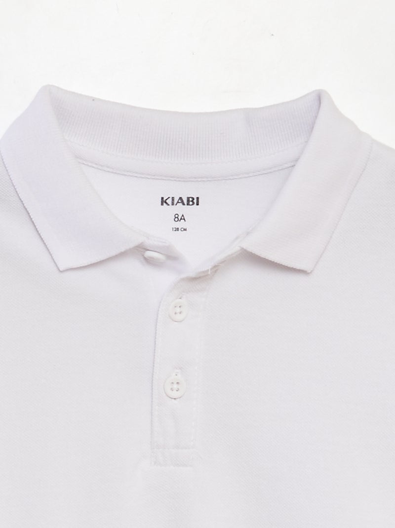 Effen polo van piquétricot wit - Kiabi